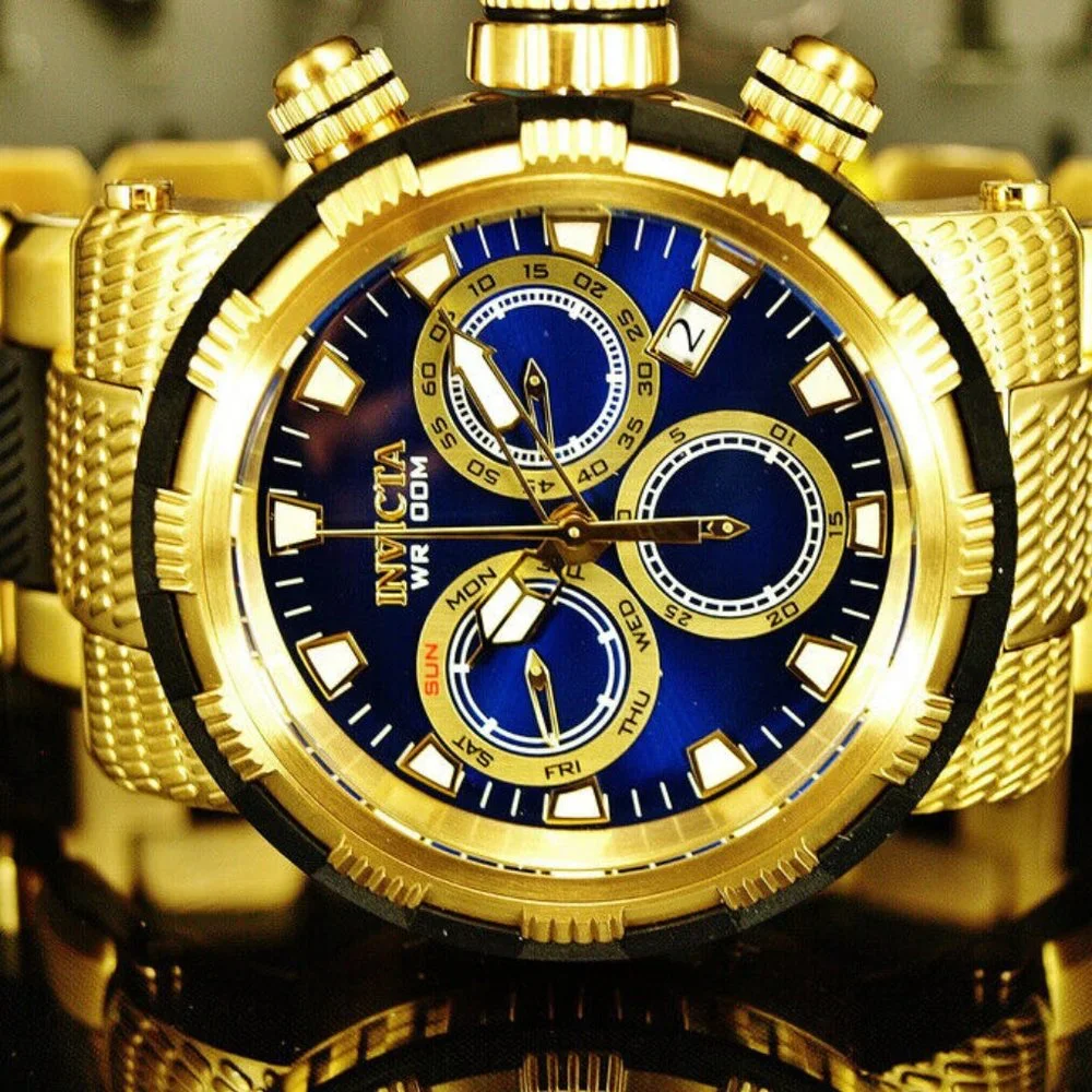 Invicta 18k Gold Blue Dial Watch! New!